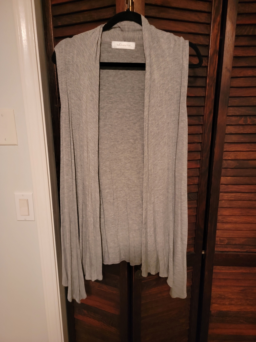 Piphany Light Gray Open-Front Draped Cardigan